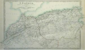 Antique Map of North West Africa, Marocco, Algeria & Tunis by W & A.K. Johnston