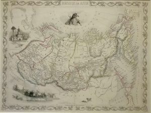Antique Map of Russia in Asia by John Tallis