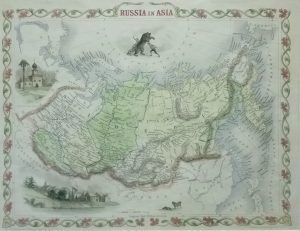 Antique Map of Russia in Asia by John Tallis