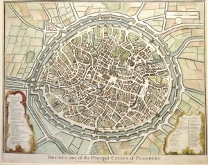 Antique Map of Plan of Bruges one of the principal cities of Flanders by James Basire