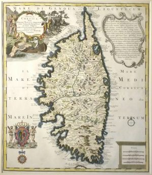 Antique Map of Insula Corsica; fine scarce map by Covens / Mortier