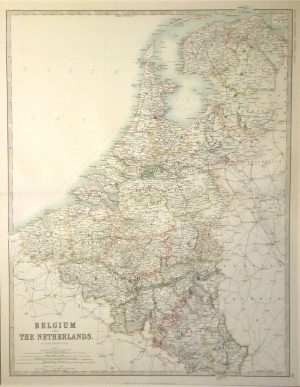 Antique Map of Belgium & The Netherlands by W & A.K. Johnston