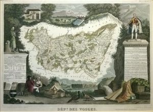 Antique Map of France, Dept de Vosges by Levasseur/Leclerque