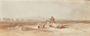 Scene in the Campagna, Rome, looking towards the Alban Hills and the Claudian Aquaduct