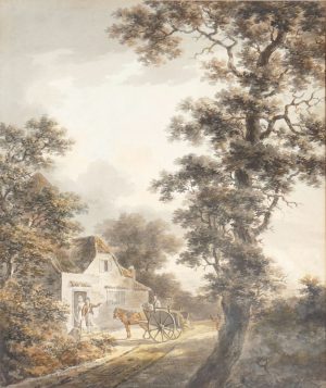 Rustics with Horse & Cart by a Cottage