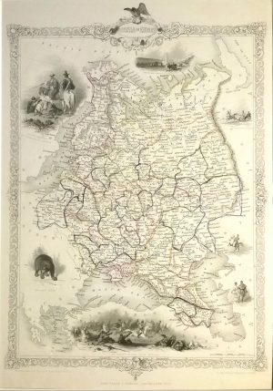 Antique Map of Russia in Europe by John Tallis