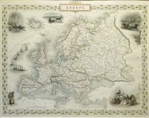 Antique Map of Europe by John Tallis