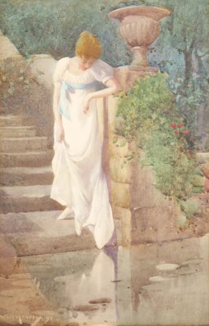 Young Girl on Steps by Pool