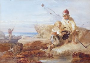 Children Fishing on the Rocks