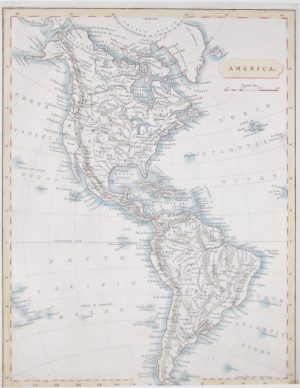 Antique Map of North & South America by Becker