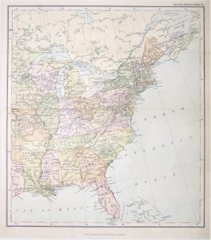 Antique Map of United States, Eastern states by W & R Chambers