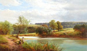 Angler & Girl by a Peaceful River