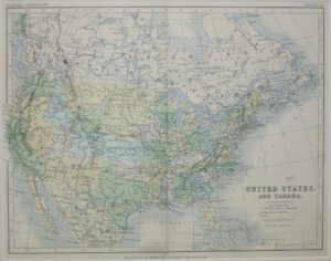 Antique Map of United States & Canada by W & A.K. Johnston