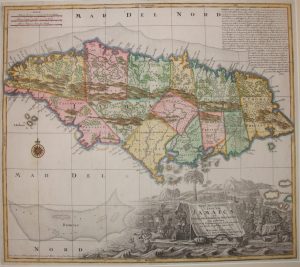 Antique Map of Jamaica, West Indies original hand colour by Georg Matthaus Seutter