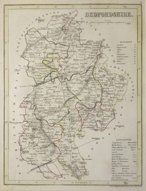 Antique Map of Bedfordshire by John Archer