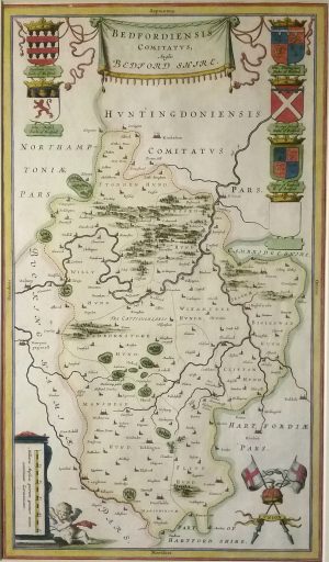 Antique Map of Bedfordshire by Joan Blaeu