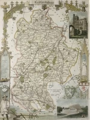 Antique Map of Bedfordshire by Thomas Moule