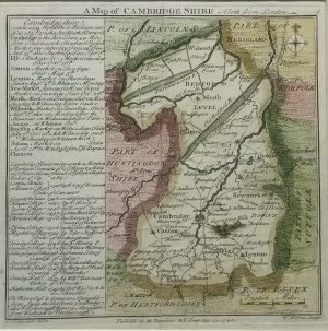 Antique Map of Cambridgeshire by Badeslade & Toms