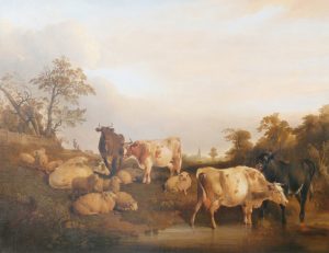 Cattle & Sheep at a Country Pool