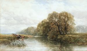 River Landscape with Cattle Watering