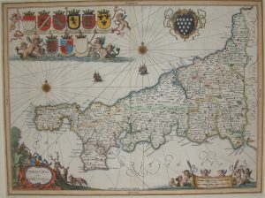 Antique Map of Cornwall by Jan Jansson
