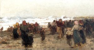 Fisherfolk on a Beach in a Storm