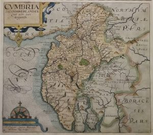 Antique Map of Cumberland by Saxton/Kip