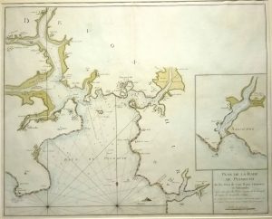 Antique Map of Plan de la Rade de Plymouth, French Edition by Capt. Grenville Collins
