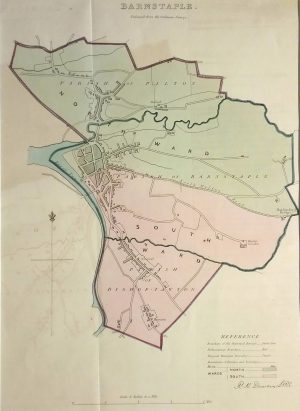 Antique Map of Plan of Barnstaple by R. K. Dawson