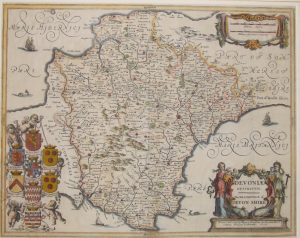 Antique Map of Devon by Henry Overton