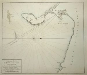 Antique Map of Sea Chart of Portland & Weymouth; French Edition by Capt. Grenville Collins