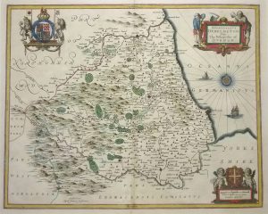 Antique Map of Durham by Jan Jansson