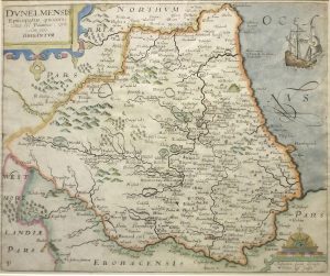 Antique Map of Durham by Saxton/Kip