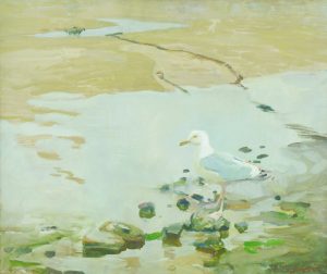 Seagull on a Beach at Low Tide