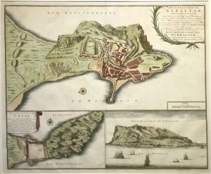 Antique Map of Plan of the Town of Gibraltar & Ceuta by Nicholas Vischer