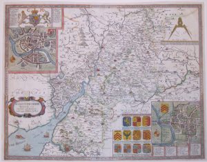 Antique Map of Gloucestershire by Saxton/Lea