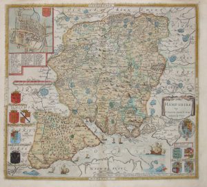 Antique Map of Hampshire by Saxton/Lea