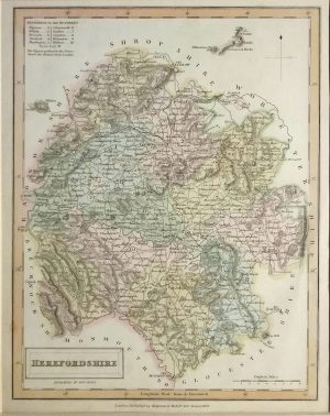 Antique Map of Herefordshire by Chapman & Hall