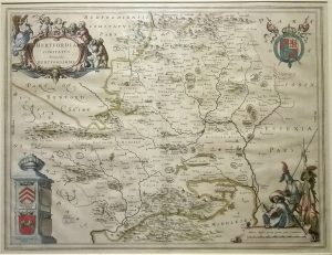 Antique Map of Hertfordshire by Joan Blaeu