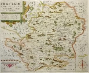 Antique Map of Hertfordshire by Norden/Kip