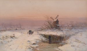 Windmill in a Winter Somerset Landscape