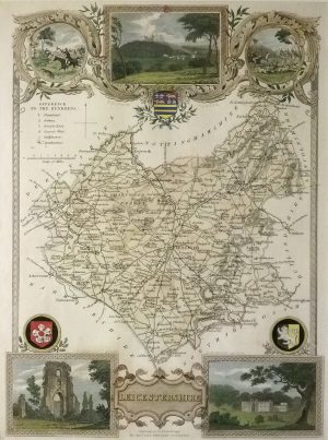 Antique Map of Leicestershire by Thomas Moule