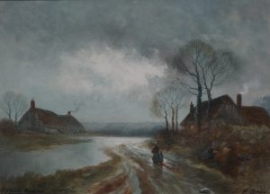 Figures on a Country Lane at Dusk