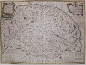 Antique Map of Norfolk by Emanuel Bowen