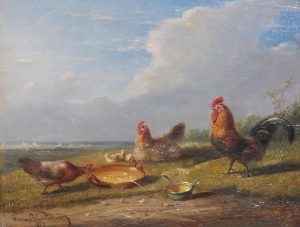 Cockerell & Hens with Chicks