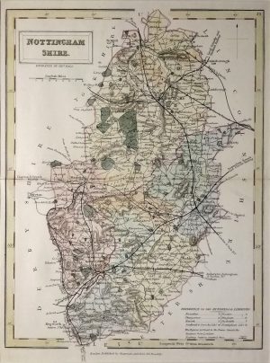 Antique Map of Nottinghamshire by Chapman & Hall