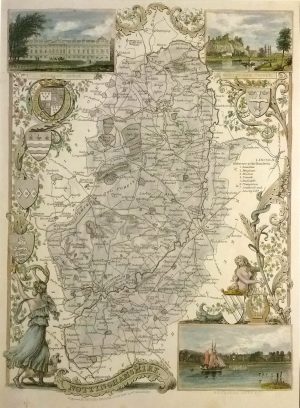 Antique Map of Nottinghamshire by Thomas Moule