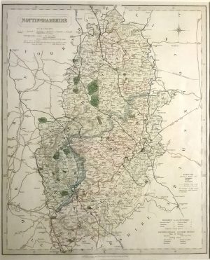 Antique Map of Nottinghamshire by J & C Walker