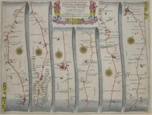 Antique Map of Bristol to Chester, Ludlow-Chester by John Ogilby