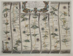 Antique Map of Exeter to Truro by John Ogilby